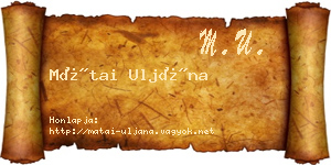 Mátai Uljána névjegykártya
